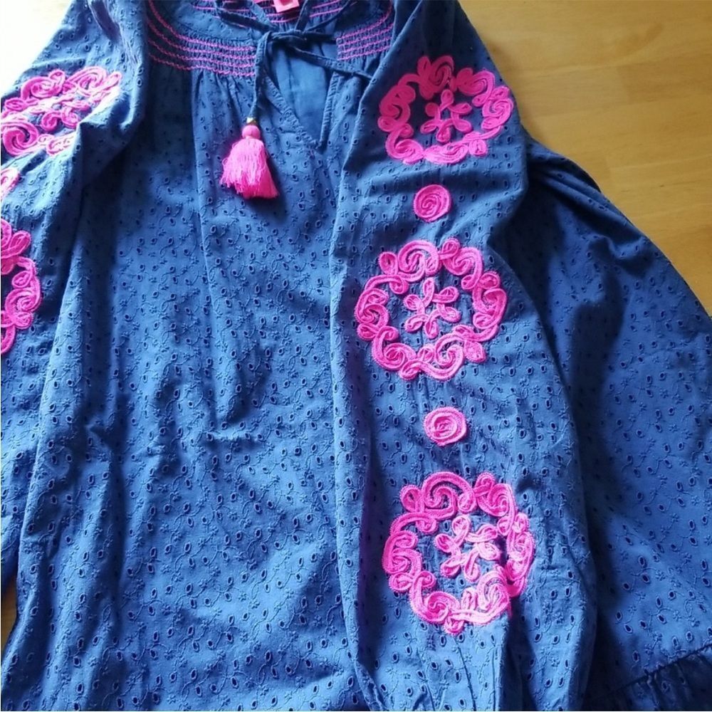 Lilly Pulitzer Lucee Dress, Oyster Bay Navy Bayside Eyelet, Size S Small - Picture 9 of 10